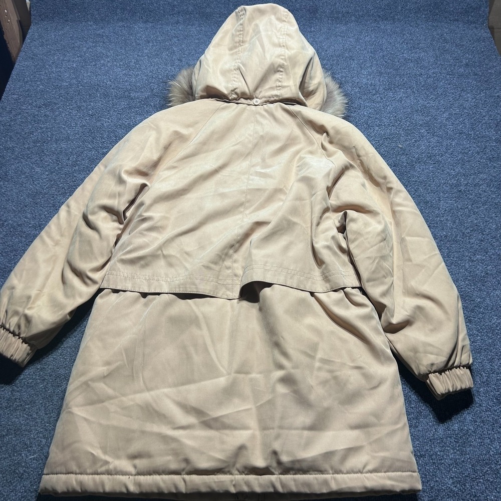 Gallery Women Beige/ Tan Parka Winter Coat Faux Fur Trim Removable Hood - XS - Picture 2 of 8